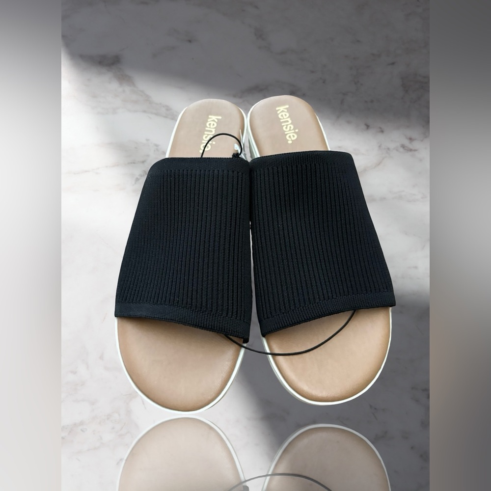 Kensie Elllie Black Slide Sandals for Women Size 11